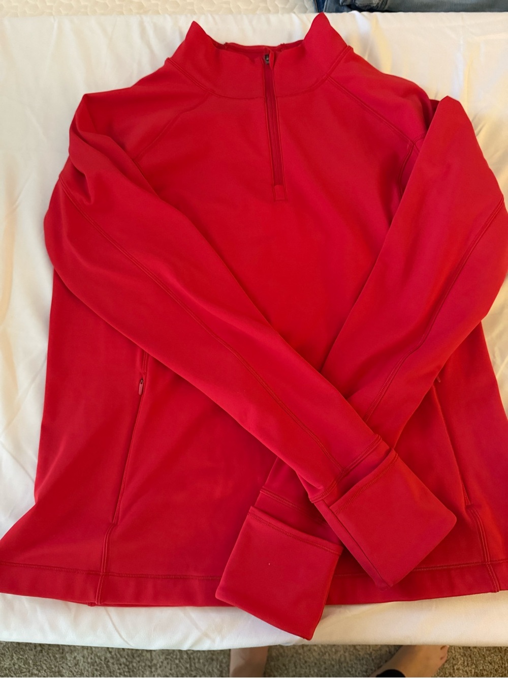 Athleta Bright Red Half-Zip Turtleneck Pullover
